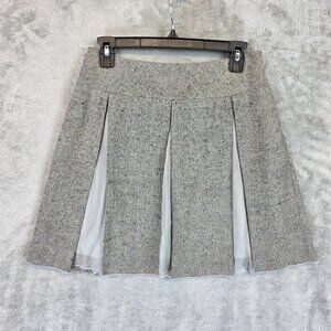 Saja Skirt Womens 4 Gray Tweed Pleated A-Line Wool Blend Side Zip Lined Speckled